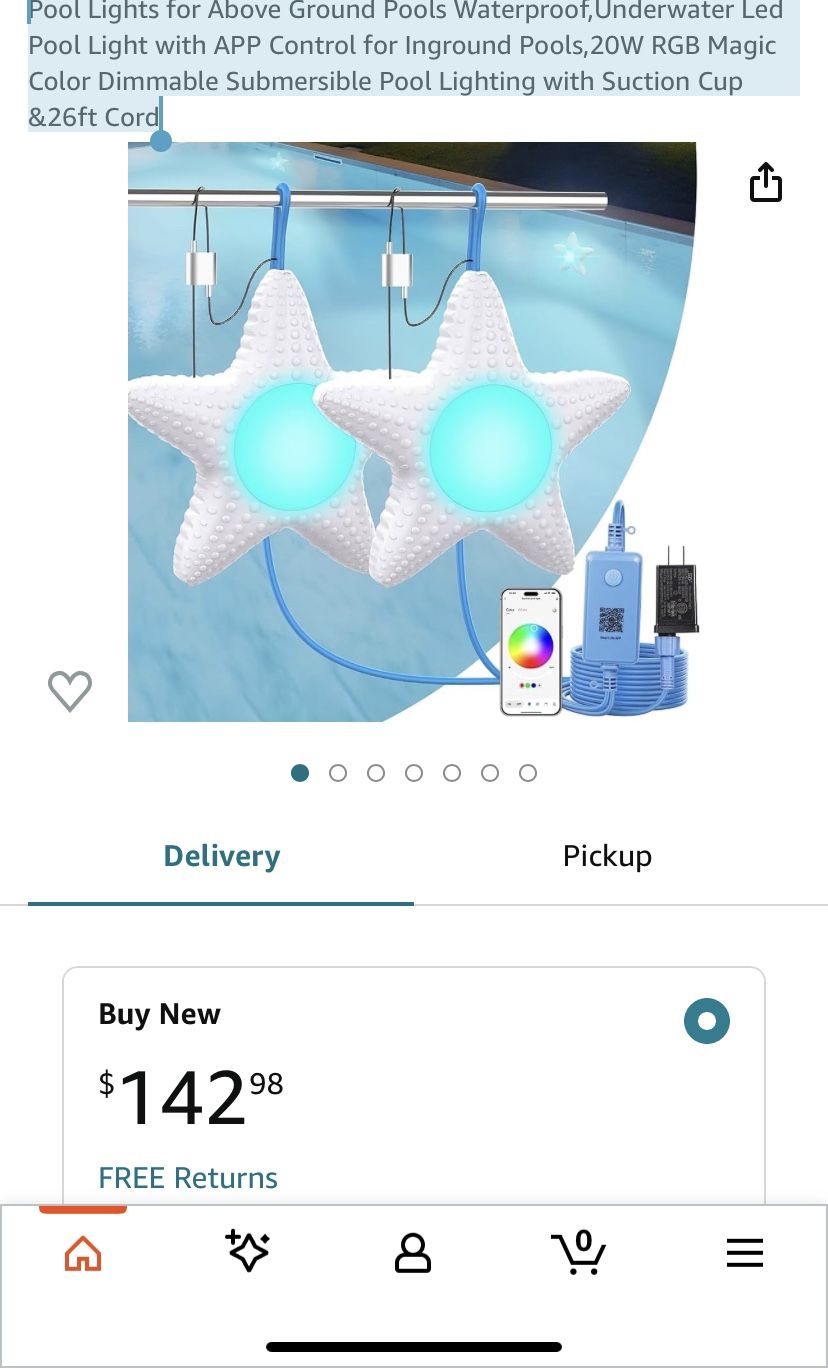 Pool Lights for Above Ground Pools Waterproof,Underwater Led Pool Light with APP Control for Inground Pools,20W RGB Magic Color Dimmable Submersible P