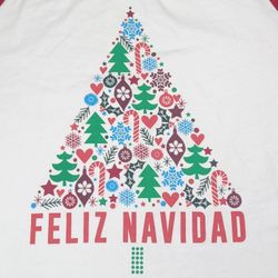 Women's Sz Sm Feliz Navidad Christmas Tree Matching Pjs Pajamas Joggers Holiday 