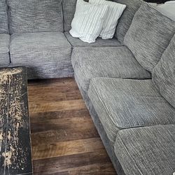 Gray Tweed Sectional Sofa