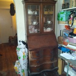 Antique Chippendale Style Secretary Hutch