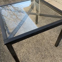 Table outdoor Square Glass and metal legs  AZIMUTH CROSS COCKTAIL TABLE SQUARE 36 1/4 W x 36 1/4 D x 30 H 