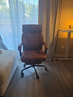 Brown Leather High-Back Executive Office Chair