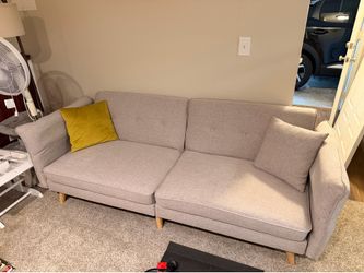 Gray Convertible Sofa Bed with Pillows