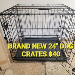 New In Box 24" Dog Crate 2 Door Cat Cage With Black Bottom Tray Foldable Puppy Kennel  All New  Jaula De Mascota 