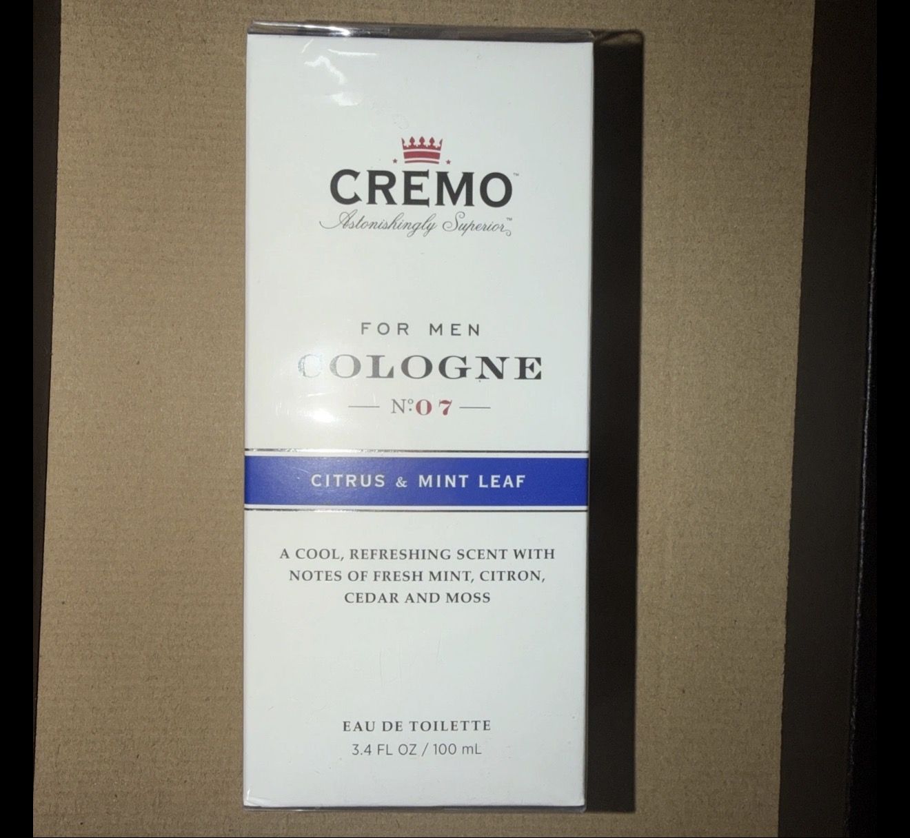 Cremo Cologne Spray for Men Citrus & Mint Leaf 3.4 fl oz Eau De Toilette Sealed