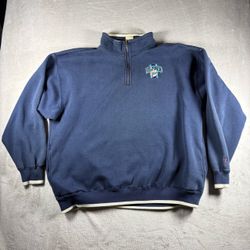 Vintage Miami Dolphins Pro Player Sweatshirt Men's 2XL Faded Blue 1/4 Zip NFL