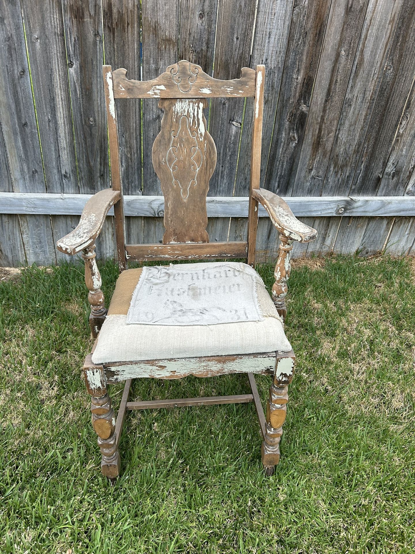 Chippy Chair W/ Hand Done Seat Cover