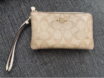 Coach double zip wallet with wrist strap
