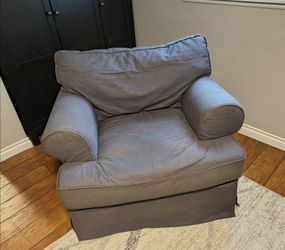 Large Gray Upholstered Armchair