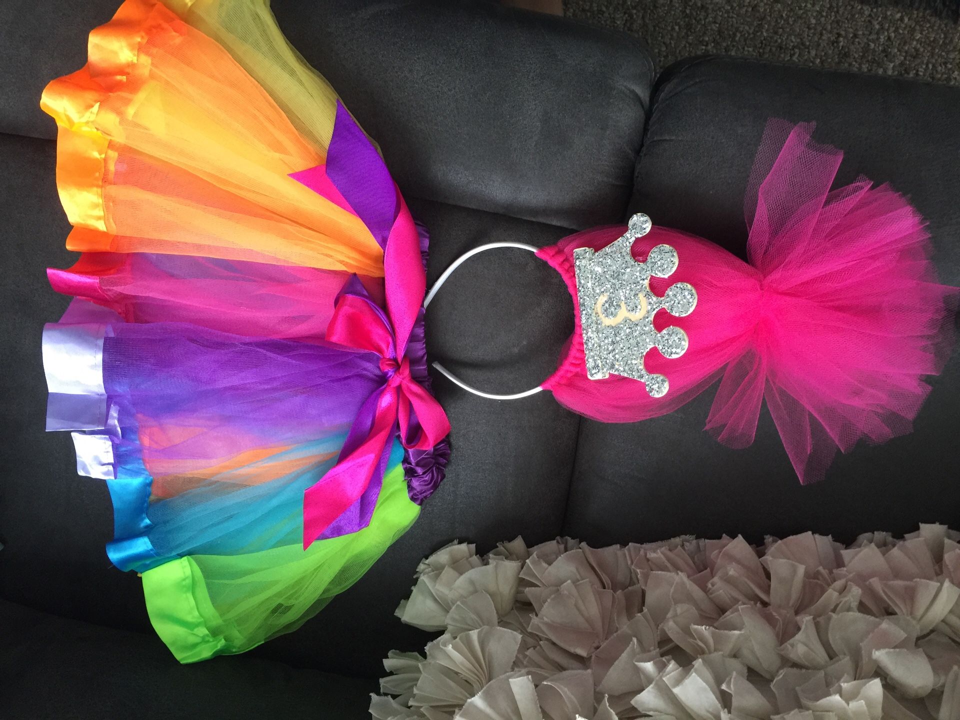 Trolls 3 year old birthday tutu & headband