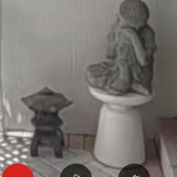 Beautiful Vintage Concrete Cement Zen Garden White Buddha Or Gray Pagoda Statue.  Pagoda Comes Apart & Is 2 Pieces. Excellent Condition. $75 Each.  