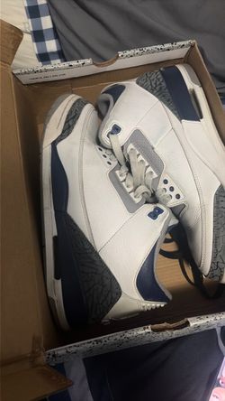 Air Jordan 3 White Navy Cement Sneakers