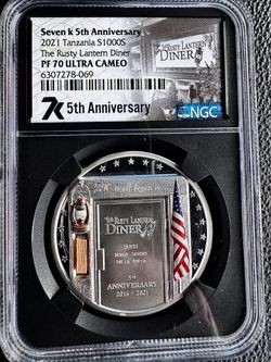 2021 Tanzania 7K 5th Anniversary Rusty Lantern Diner 1 oz Silver NGC PF70 UC