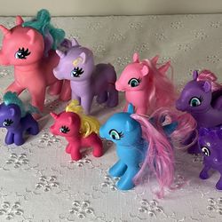Lot of 8 Pony/Unicorn Toys – My Little Pony Style – Great for Kids or Collectors!