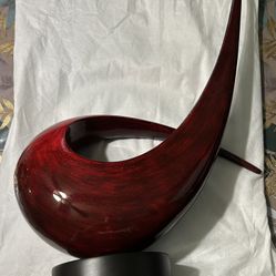 Modern Red Lacquered Wood Abstract Sculpture