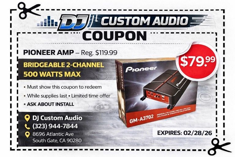 Pioneer GM-A3702 Bridgeable 2-Channel Power Amplifier Speaker System 500 Watts 🚨 Payment Options Available 🚨 No Credit Needed 🚨
