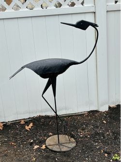 46”H Metal Heron sculpture ex cond
