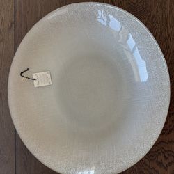 Brand New Akcam 16” Glass Glitter Charger Plate – White, Silver, Champagne with Gold Accents
