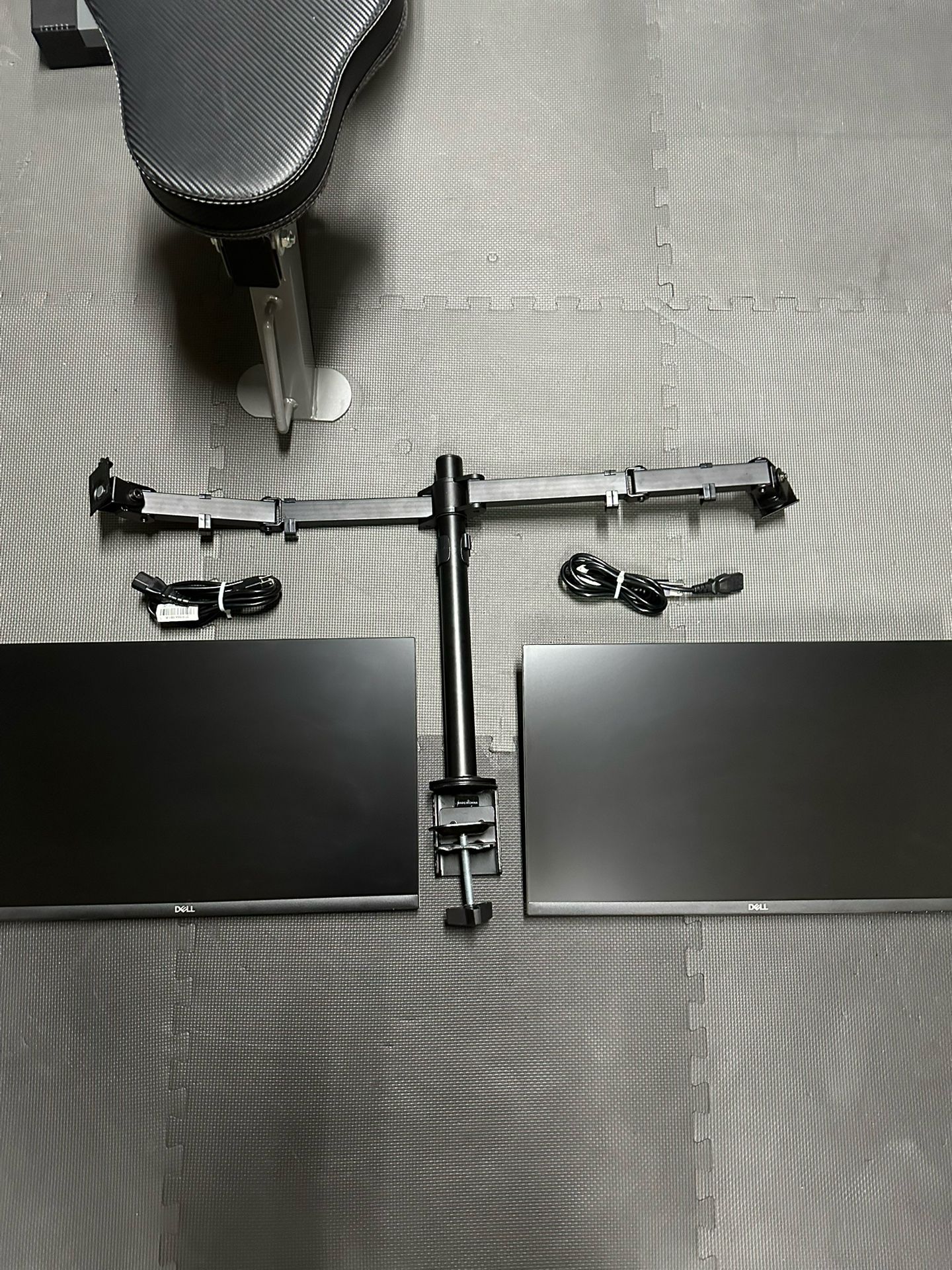 2-24” Dell Monitors W/ Swivel Dual Monitor Desk Mount
