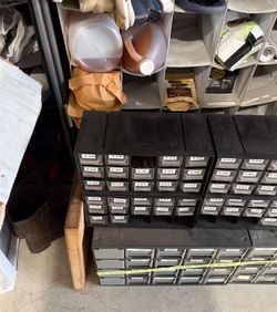 Black Plastic Small Parts Storage Cabinets, Stackable, Clear Drawers