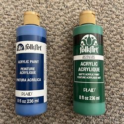 New Folk Art Plaid Acrylic Paint, Blue & Green