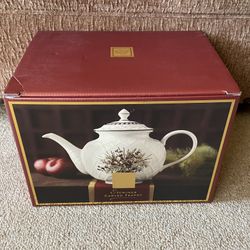 Lenox For The Holiday Etchings Carved Teapot NEW