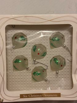 Vintage Set of 6 small Glass Christmas Ball Ornaments