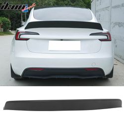 Fits 2024-2026 Tesla 3 Duckbill IKON Style Trunk Spoiler Matte Black Rear Wing ABS