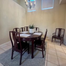 8 Chairs And Solid Wood Table 