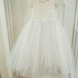 Girls White Tulle Snowflake Dress