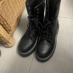 “Stylish Black Combat Boots - Like New!”