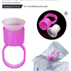 CHOOSE-IT 50pcs Microblading Supplies Pigment Glue Rings With Sponge Ink Cups Caps Permanent Makeup Tattoo Eyelash Extensions Holder