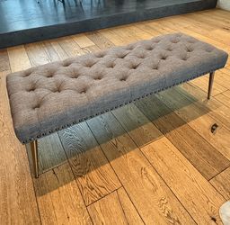 Grey Tufted Fabric Bench / Ottoman