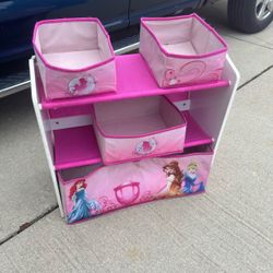 Disney Princess 4 Bin Toy storage Organizer 24”T 11.75”D 24.75”L