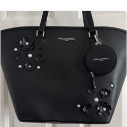 Karl Lagerfeld Black Floral Tote Bag