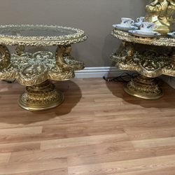 Pair If Hollywood Regency Style Side Tables 