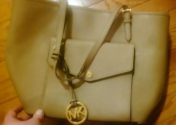Women's purse Michael Kors Saffiano Leather Beige Frame Pocket Tote Bag