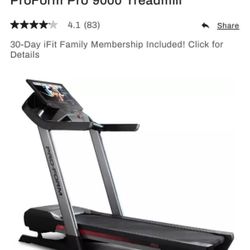 ProForm Pro 9000 Treadmill $700