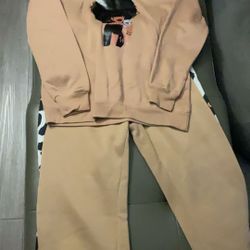 Jogger Set / Tan & Leopard/ Non Stretch / Small 