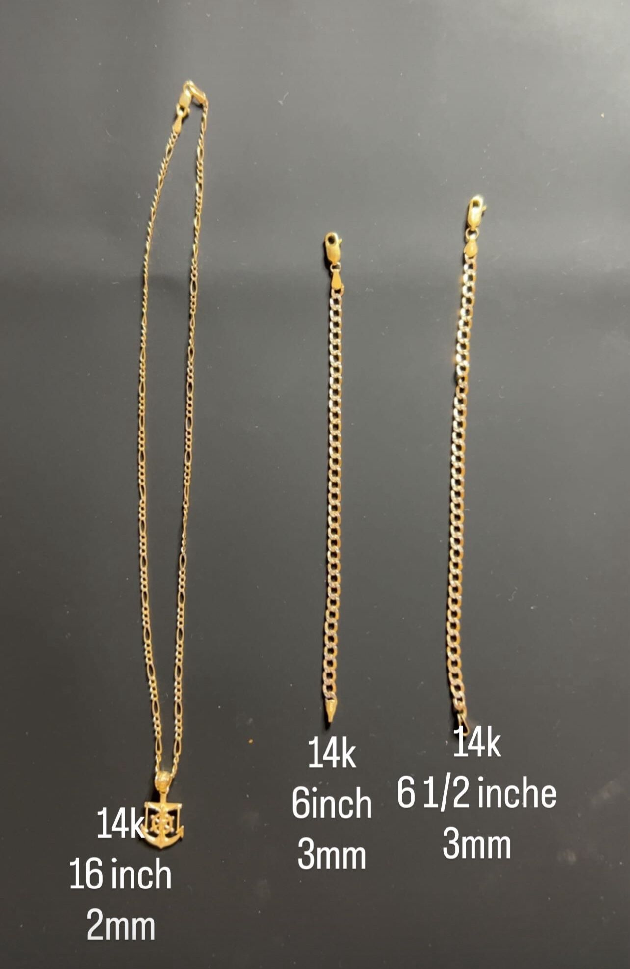 14k Gold Chain+2 bracelets