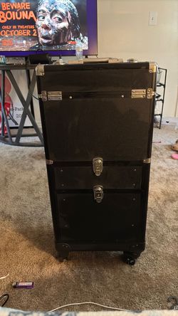 Black Rolling Makeup / barber Train Case Trolley