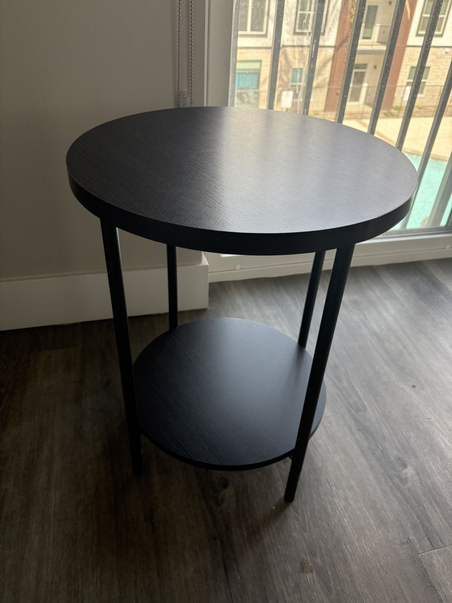 Wood and Metal Round End Table