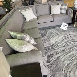 Brand New Living Room Set 💥 Emerald Home Willow Creek Gray L Shape Cofort Nailhead Sectional Sofa Couch| Grey Couch Set| Sofa Set|