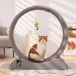 Cat Treadmill, 31.5" Large with Locking,Cat Exercise Running Wheel with Carpeted Runway(Gray), NEW