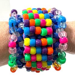 “Neon Rainbow” Rotating Cuff Rave Kandi Bracelet Handcrafted NWT