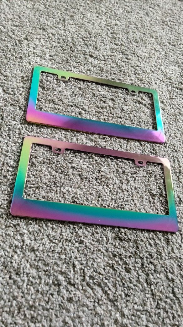 License Plate Frame Front/Back, Chrome Chameleon