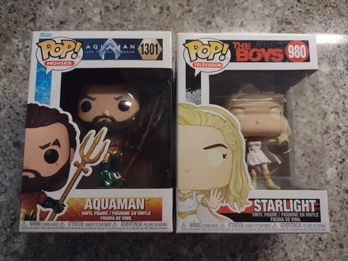 Lot Of Two Funko New Pop TV And Movie Figures Aquaman 1301 Starlight 980