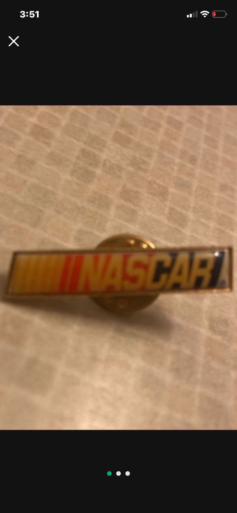 Vintage 90s NASCAR Enamel 1 1/4" Bar Logo Hat Pin Lapel