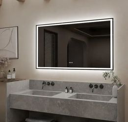 Yuaris 40 in. W x 32 in. H Rectangular Frameless Anti-Fog Dimmable Wall Bathroom Vanity Mirror with Backlit and Front Lit