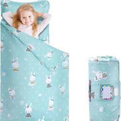 NEW! Toddler Padded Sleeping Mat w/Pillow & Blanket,100% Cotton, 50x20, (Miss Bunny)